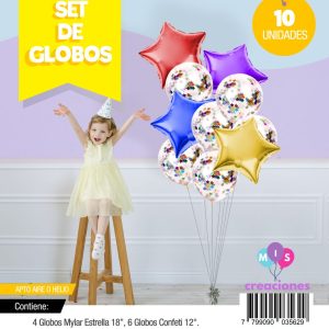 Bouquet de globos FOIL + confeti estrella