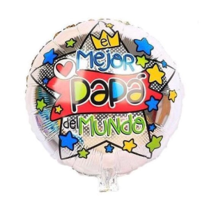 Globo Feliz Dia Papa Plateado Con Estrellas y Corona x1