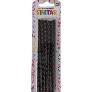 Velas Finitas (17 cm) Torneadas Negra x 24