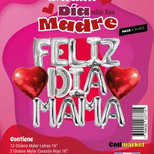 Cloned Set globos frase FELIZ DÍA MAMÁ 14pcs