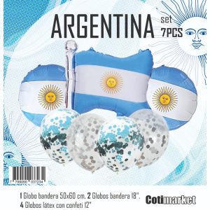 Cloned Set globos metalizado Argentina Bandera confetti 7pcs