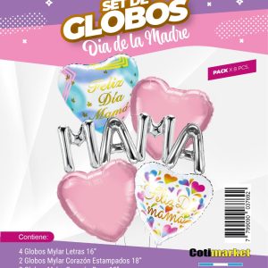 Cloned Set de globos metalizado día de la madre 8 unidades x 1