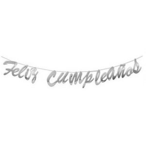 Guirnalda Feliz Cumpleaños Plateado x1