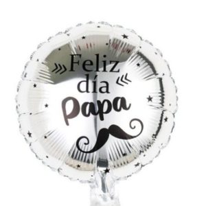 Globo Feliz día Papa plateado con bigote 10" x1