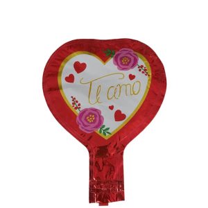 Globo de Corazon 5" con frase "Te amo" y Rosas x1