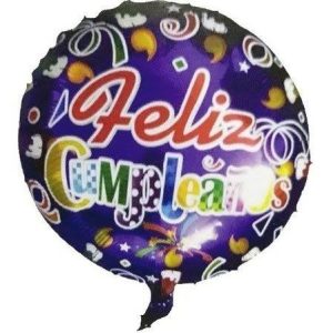 Globo De Feliz Cumple Fondo Violeta  18" x 1