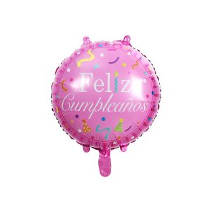 Globo de Feliz Cumpleaños Rosa con Confeti 18" x1