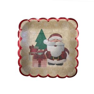 Plato cuadrado papa noel craft x 8