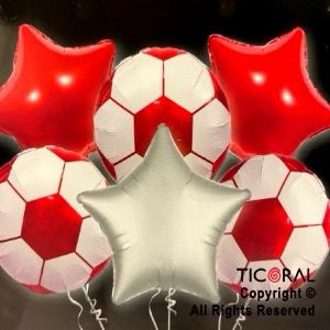 Cloned Set de globos PELOTA Y ESTRELLAS ROJO Y PLATA