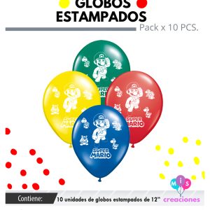 Globo De Latex Estampado Mario Bross x 10
