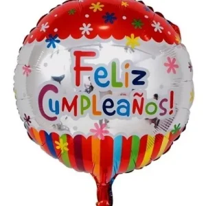 Globo de Feliz Cumpleaños Plateado y Rojo de 18" x1