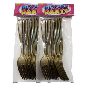 Tenedores plásticos dorados x10