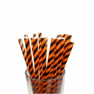 Sorbete papel halloween rayado naranja y negro x24