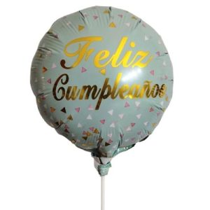 Globo feliz cumpleaños verde aqua confeti 10" x1