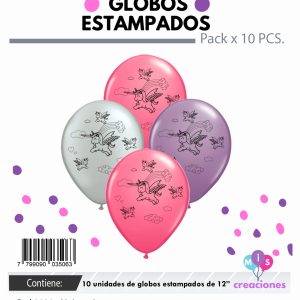 Globo de latex estampado Unicornios x10u