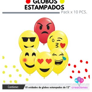 Globo de latex estampado emoji x10u