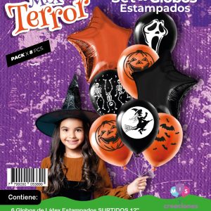 Set de Globos mylar + latex estampado Mix Terror x 1
