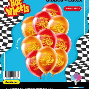 Globo de latex estampado hot wheels x10u