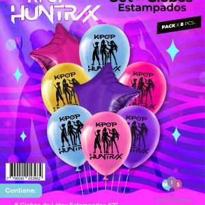 Set de globos mylar + latex estampado kpop demon hunter x1