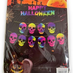 Guirnalda de papel calaveras multicolor x1