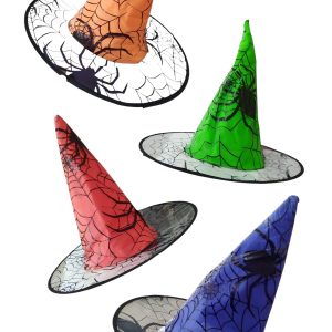 Sombrero de bruja con telaraña punta de color x1