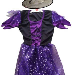 Disfraz de bruja violeta con sombrero x 1