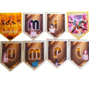 Banderin "mi cumple" guerreras kpop golden (+hilo) x1