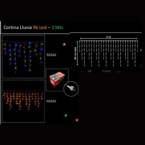 Cortina lluvia 96 led calida (3 mts) x1