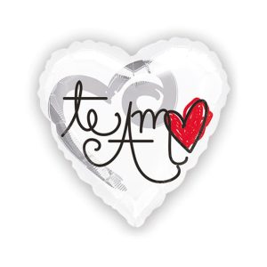 Globos "te amo" corazón blanco 18" x1
