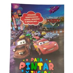 Libro infantil para pintar de cars x1