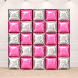 Paneles mylar wall rosa y plateado x1