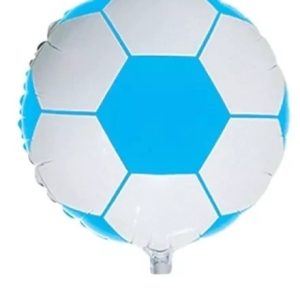 Globo Pelota De Futbol Celeste y Blanco Metalizado 18 " x1