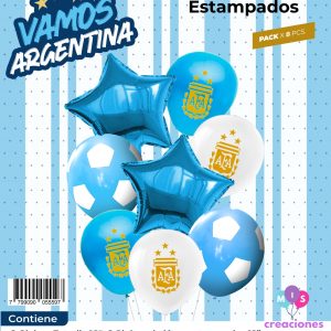 Set de globos mylar + latex estampado afa x8 pcs