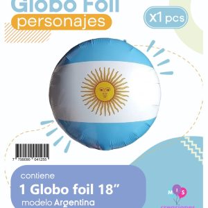 Globo bandera argentina redondo blister 18" x1