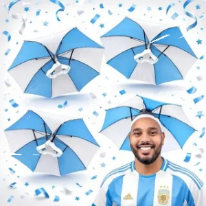 Paraguas para la cabeza celeste y blancox1