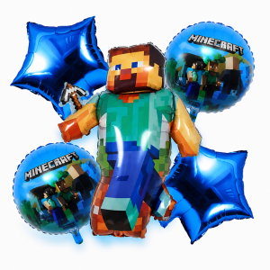 Set de globos minecraft 5pcs x1