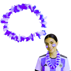 Collar hawaiano eco Celeste y Blanco ARG x12