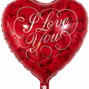 Globo forma corazon i love you rosas 18" x1