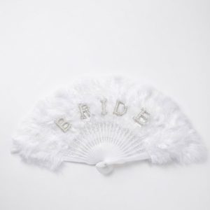 Abanico Con plumas "BRIDE" Blanco X1 - Imagen 1
