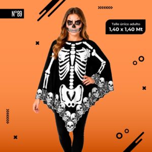 Disfraz túnica esqueleto adulto 1 pieza x 1