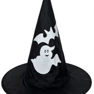 Gorro bruja Halloween negro con fantasma x 1
