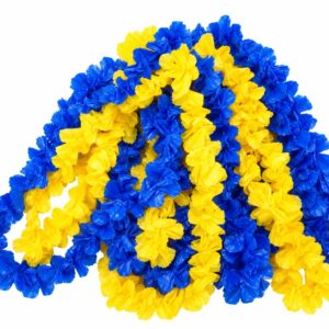 Collar Hawaiano Azul y Amarillo x10